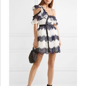 Self-Portrait|one-shoulder stripped mini dress